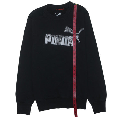 Puma Mens Black L Sweatshirt Crew Neck Graphic Logo Pullover