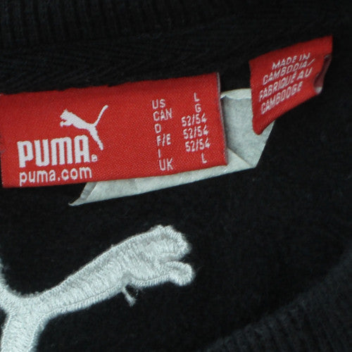 Puma Mens Black L Sweatshirt Crew Neck Graphic Logo Pullover