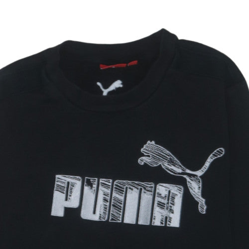 Puma Mens Black L Sweatshirt Crew Neck Graphic Logo Pullover