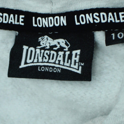 Lonsdale Women Grey Hoodie Size 10 Cotton Pullover Sweatshirt