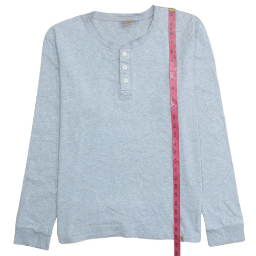 Carhartt Men’s Grey Long Sleeve Henley Cotton T-Shirt Size L
