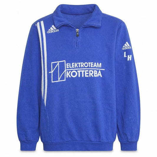 Front view of Adidas Men's Blue 1/4 Zip Sports Sweatshirt L Logo Fleece