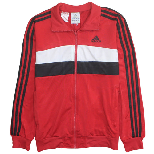 Adidas Boys Red Full Zip Track Sweatshirt 13-14 Years Classic Stripe Design