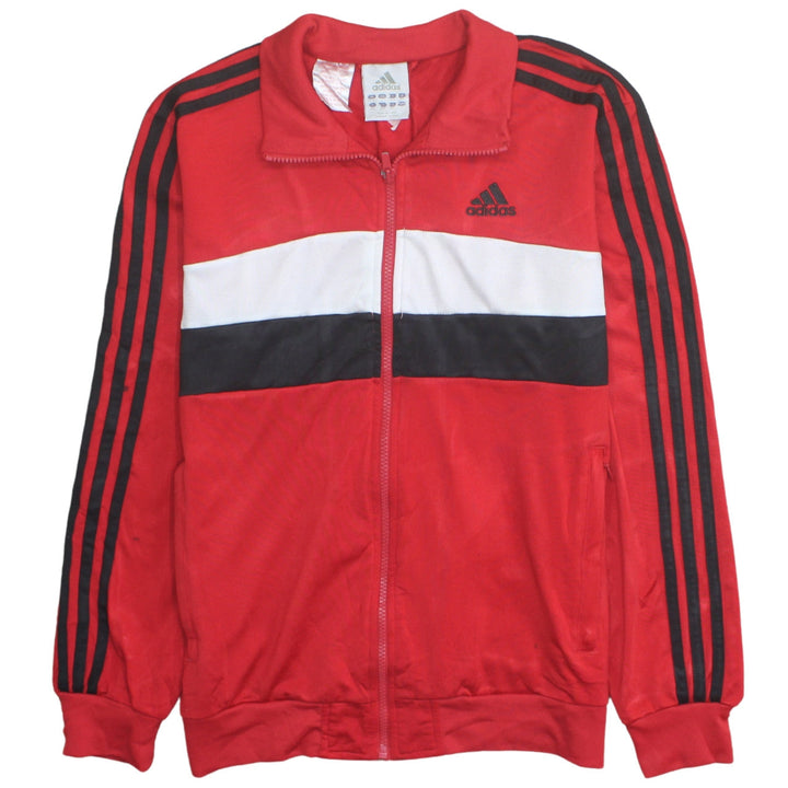 Adidas Boys Red Full Zip Track Sweatshirt 13-14 Years Classic Stripe Design