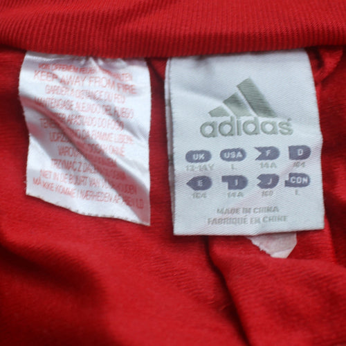 Adidas Boys Red Full Zip Track Sweatshirt 13-14 Years Classic Stripe Design