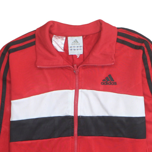 Adidas Boys Red Full Zip Track Sweatshirt 13-14 Years Classic Stripe Design