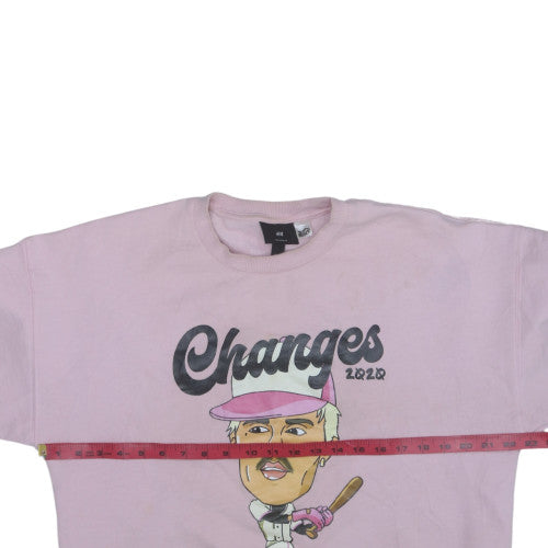 H&M Women’s Pink Justin Bieber Changes 2020 Sweatshirt Size M Relaxed Fit