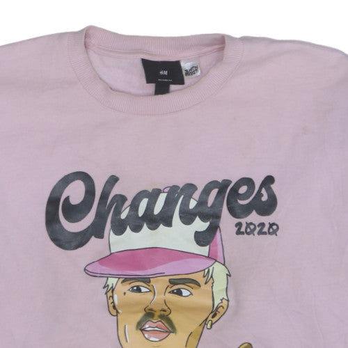 H&M Women’s Pink Justin Bieber Changes 2020 Sweatshirt Size M Relaxed Fit