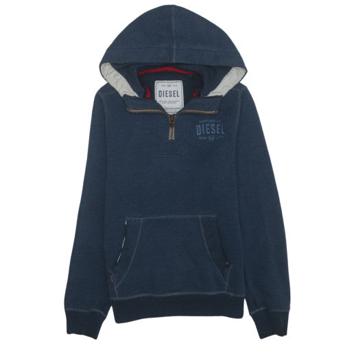 Diesel Men’s Blue 1/2 Zip Hoodie Size M Heavyweight Fleece