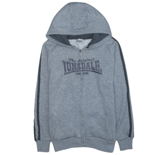 Lonsdale London Grey Full Zip Hoodie Teens Size 12 Polyester Cotton