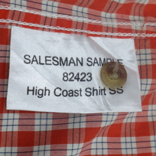 Fjällräven Men's Red Check Short Sleeve Regular Fit Button-Up Shirt L