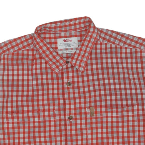 Fjällräven Men's Red Check Short Sleeve Regular Fit Button-Up Shirt L
