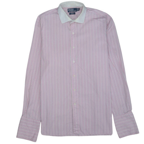 Ralph Lauren Men’s Pink Striped Slim Fit Long Sleeve Cotton Shirt Size 17