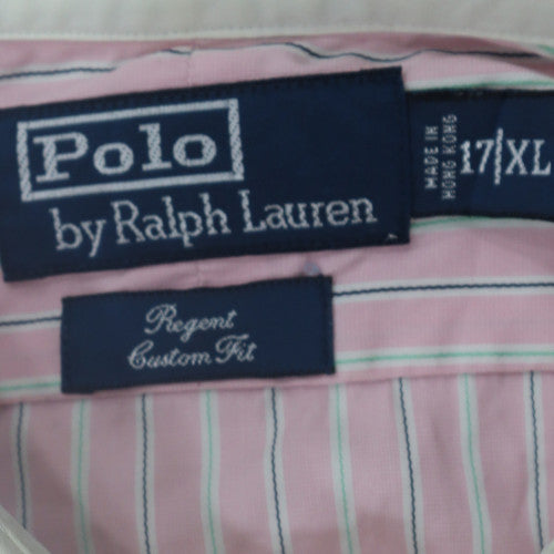 Ralph Lauren Men’s Pink Striped Slim Fit Long Sleeve Cotton Shirt Size 17