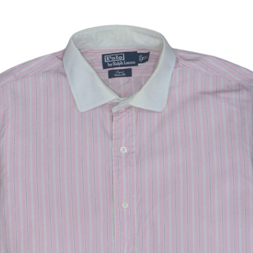 Ralph Lauren Men’s Pink Striped Slim Fit Long Sleeve Cotton Shirt Size 17