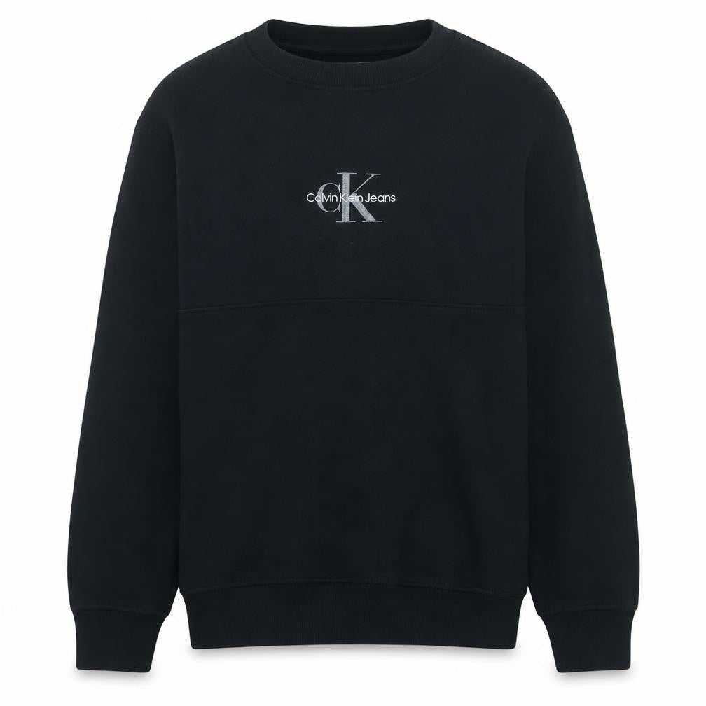Front view of Calvin Klein Jeans Men's Black Small Pullover Sweatshirt