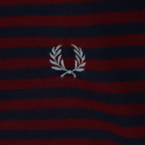 Fred Perry Men's Red Navy Striped Long Sleeve Cotton T-Shirt XL