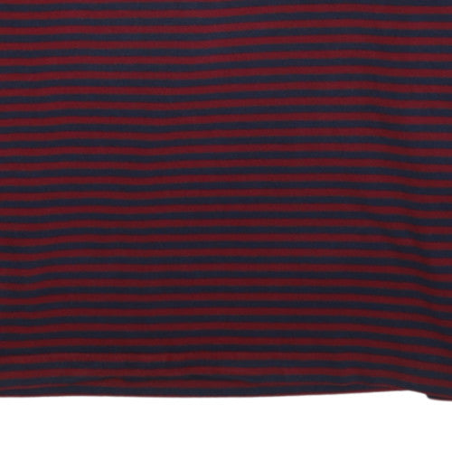 Fred Perry Men's Red Navy Striped Long Sleeve Cotton T-Shirt XL
