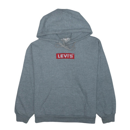 Levi's Men Grey Pullover Hoodie Medium Fleece Logo Sweatshirt