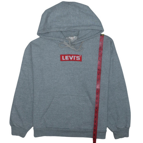 Levi's Men Grey Pullover Hoodie Medium Fleece Logo Sweatshirt