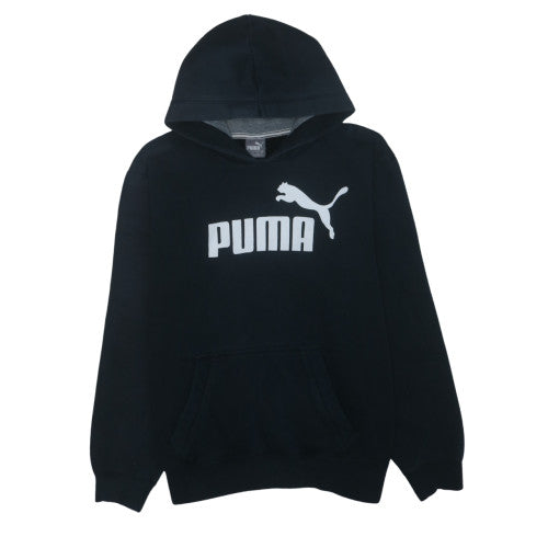 Puma Men Black Pullover Hoodie L Fleece Logo Sportswear