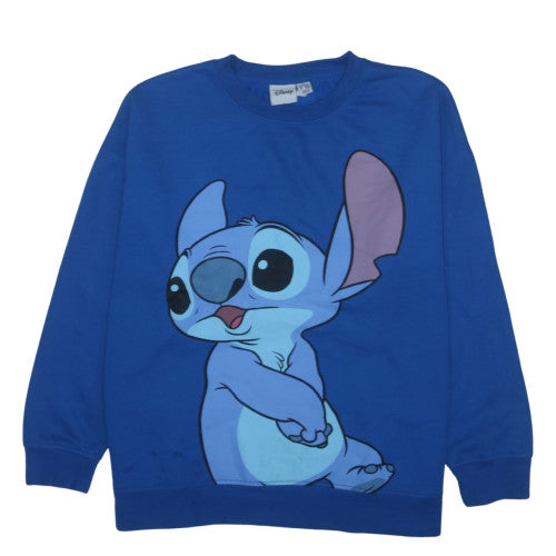 Disney Stitch Blue Pullover Sweatshirt Women 2XL Graphic Print Crew Neck