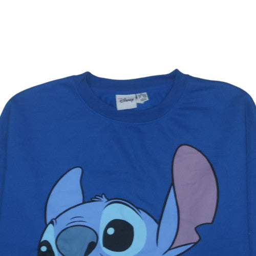 Disney Stitch Blue Pullover Sweatshirt Women 2XL Graphic Print Crew Neck