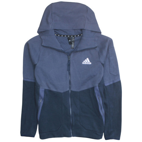 Adidas Men's Blue Full Zip Hoodie Size L Hooded Fleece Sweatshirt