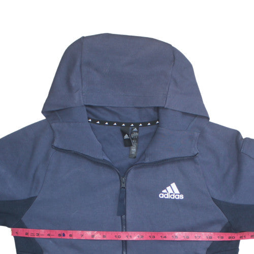 Adidas Men's Blue Full Zip Hoodie Size L Hooded Fleece Sweatshirt