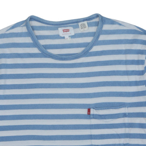 Levi's Men's Blue Striped Crew Neck Cotton T-Shirt Size M