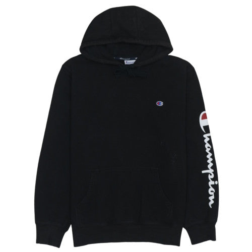 Champion Men's Black Pullover Hoodie L Logo Hooded Sweatshirt