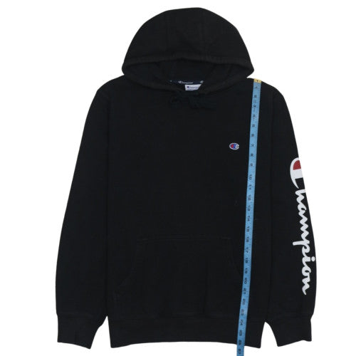 Champion Men's Black Pullover Hoodie L Logo Hooded Sweatshirt