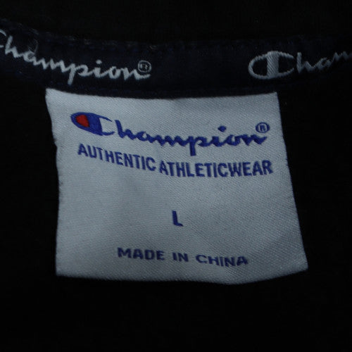 Champion Men's Black Pullover Hoodie L Logo Hooded Sweatshirt