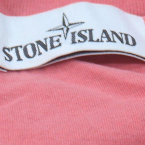 Stone Island Men’s Pink Logo Regular Fit Cotton T-Shirt M