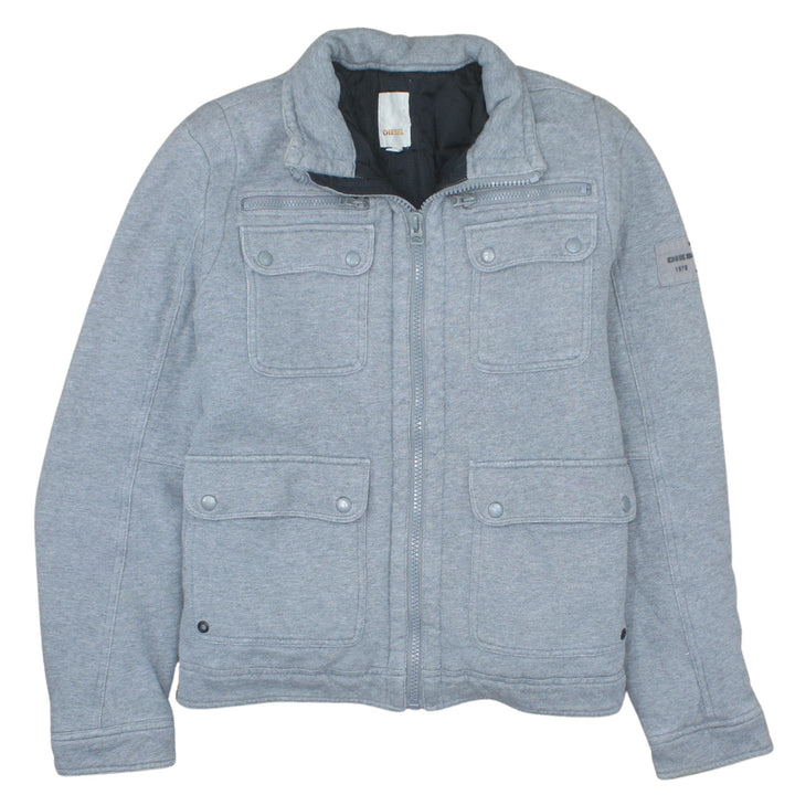 Diesel Men's Grey L Bomber Jacket Cotton Blend Full Zip