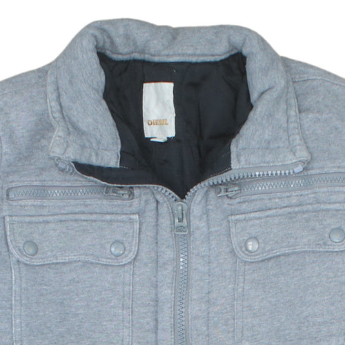 Diesel Men's Grey L Bomber Jacket Cotton Blend Full Zip