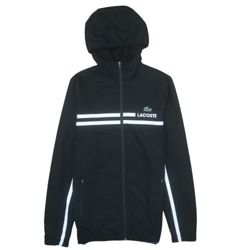 Lacoste Men's Black Windbreaker Jacket M Hooded Sport Zip Up