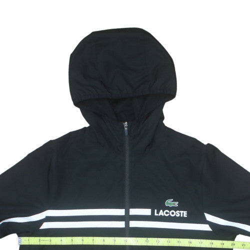 Lacoste Men's Black Windbreaker Jacket M Hooded Sport Zip Up