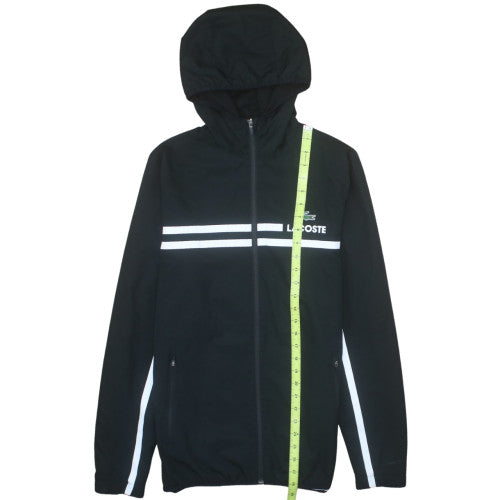 Lacoste Men's Black Windbreaker Jacket M Hooded Sport Zip Up