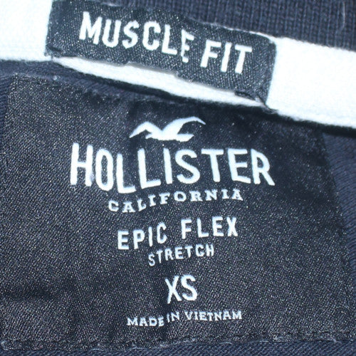 Hollister Men's Black XS Muscle Fit Polo Shirt Cotton Stretch