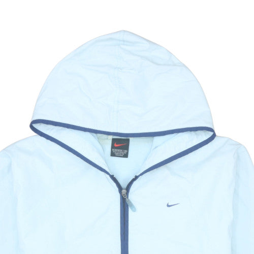 Nike Women's Blue Windbreaker Jacket L (14) Hooded Lightweight