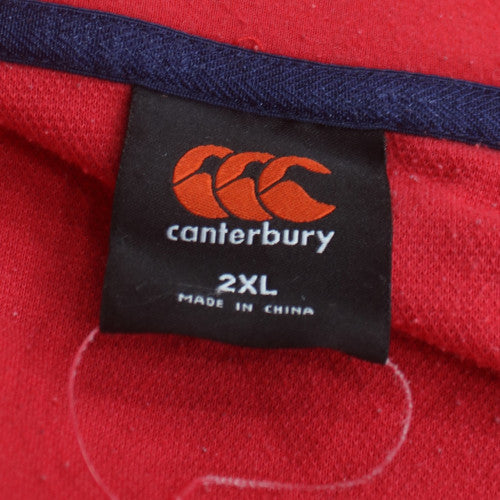 Canterbury Men's Red Full Zip Hoodie 2XL Rugby Crest Design