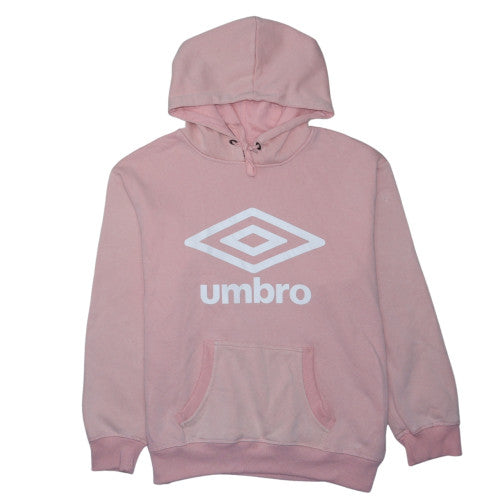 Umbro Women's Pink Pullover Hoodie L Logo Print Casual Sweatshirt