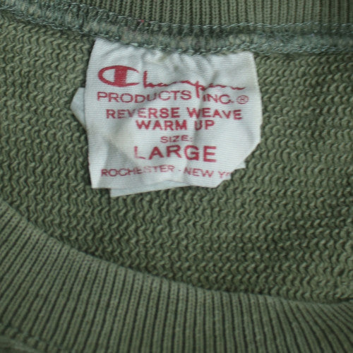 Champion Men's Green Reverse Weave Crew Sweatshirt Large