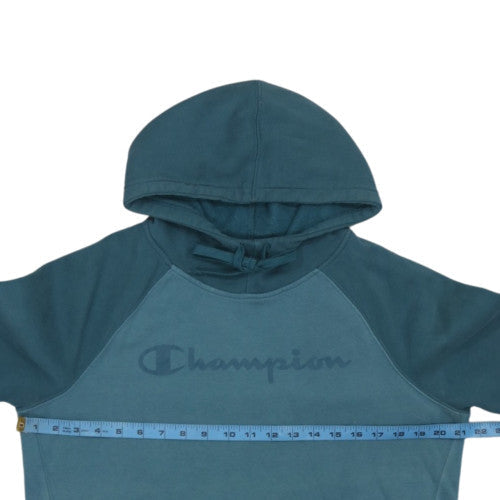 Champion Womens Teal Pullover Hoodie M Cotton Blend Logo Sweatshirt
