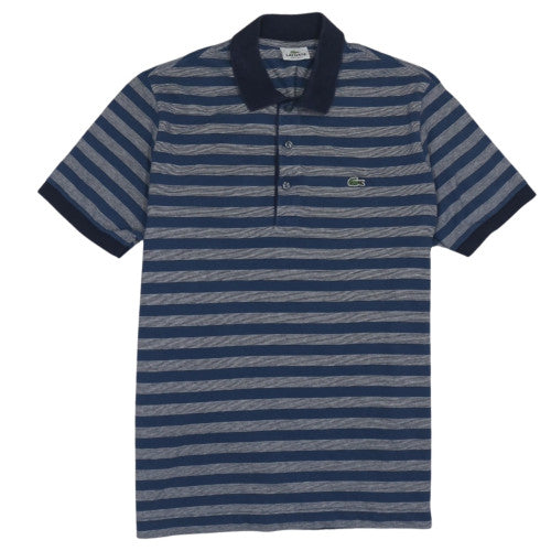 Lacoste Men Blue Striped Regular Fit Cotton Polo Shirt Size L