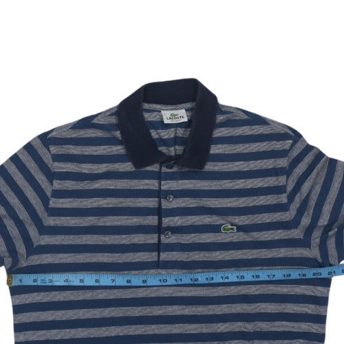 Lacoste Men Blue Striped Regular Fit Cotton Polo Shirt Size L
