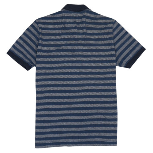 Lacoste Men Blue Striped Regular Fit Cotton Polo Shirt Size L