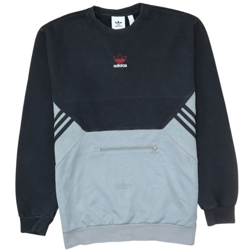 Adidas Men's Black Grey Pullover Sweatshirt Size M Crew Neck Logo