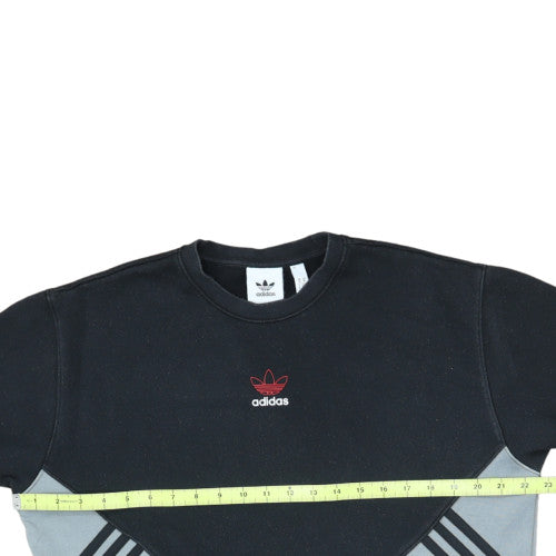 Adidas Men's Black Grey Pullover Sweatshirt Size M Crew Neck Logo